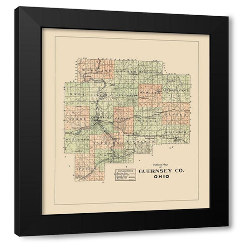 Guernsey Ohio - 1902 Black Modern Wood Framed Art Print with Double Matting by Unknown