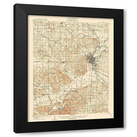 Hamilton Ohio Quad - USGS 1905 Black Modern Wood Framed Art Print with Double Matting by USGS