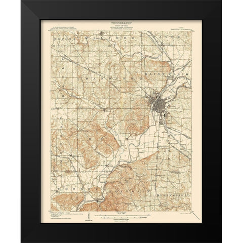 Hamilton Ohio Quad - USGS 1905 Black Modern Wood Framed Art Print by USGS