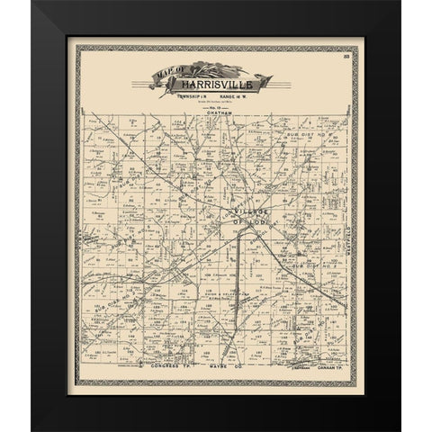 Harrisville Ohio Landowner - American Atlas 1897 Black Modern Wood Framed Art Print by American Atlas