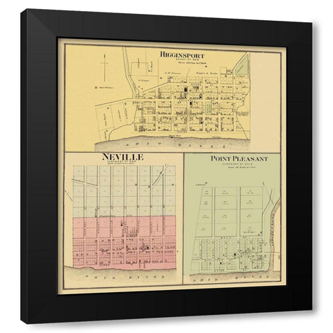 Higginsport Neville Point Pleasant Ohio Landowner Black Modern Wood Framed Art Print by Hayes