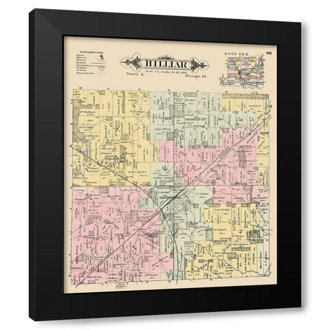 Hilliar Ohio Landowner - Caldwell 1896 Black Modern Wood Framed Art Print by Caldwell