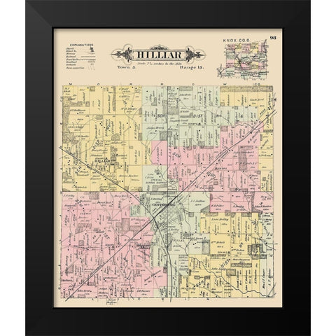 Hilliar Ohio Landowner - Caldwell 1896 Black Modern Wood Framed Art Print by Caldwell