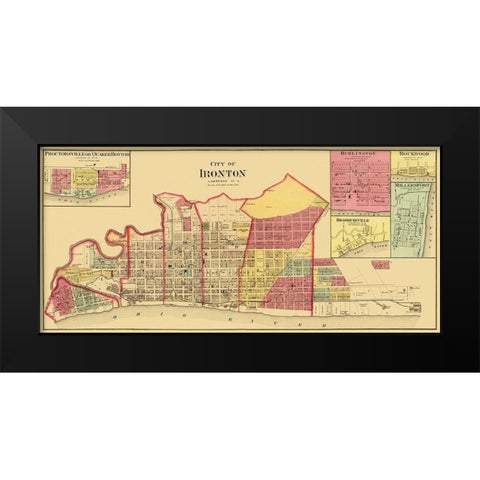 Ironton Ohio Landowner - Aschbach 1877 Black Modern Wood Framed Art Print by Aschbach