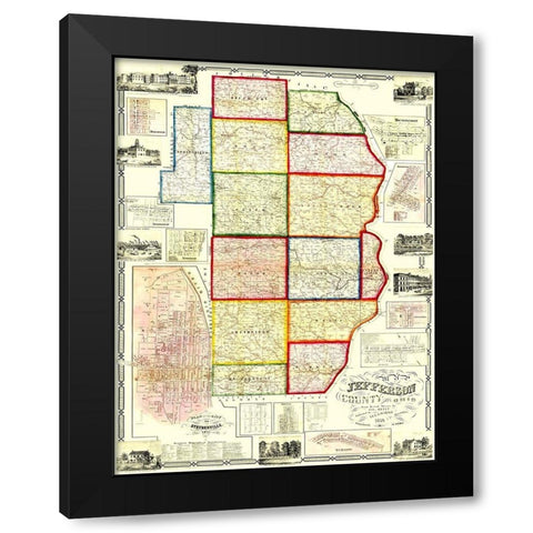 Jefferson Ohio Landowner - Lee 1856 Black Modern Wood Framed Art Print by Lee