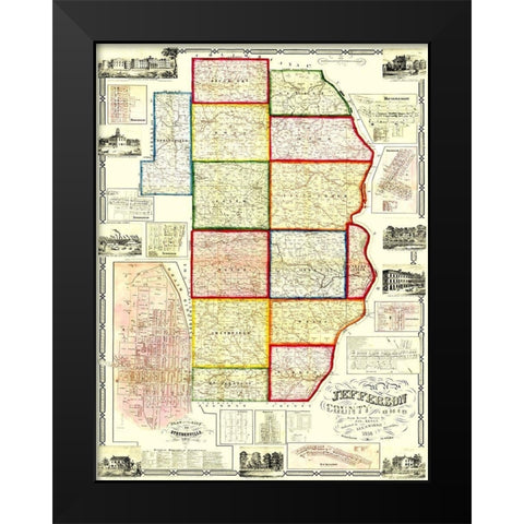 Jefferson Ohio Landowner - Lee 1856 Black Modern Wood Framed Art Print by Lee