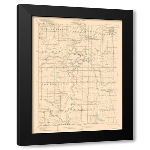 Jefferson Ohio Quad - USGS 1907 Black Modern Wood Framed Art Print with Double Matting by USGS