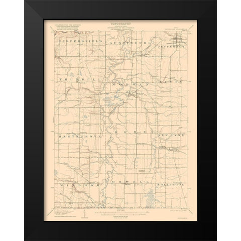 Jefferson Ohio Quad - USGS 1907 Black Modern Wood Framed Art Print by USGS