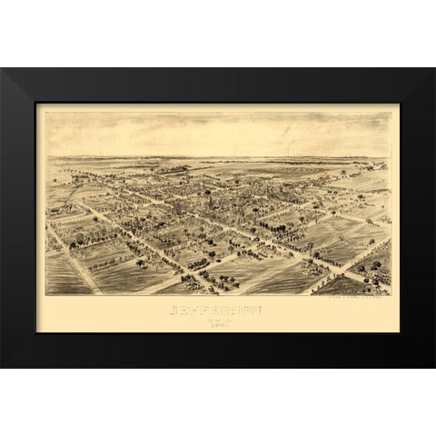 Jefferson Ohio - Fowler 1901 Black Modern Wood Framed Art Print by Fowler