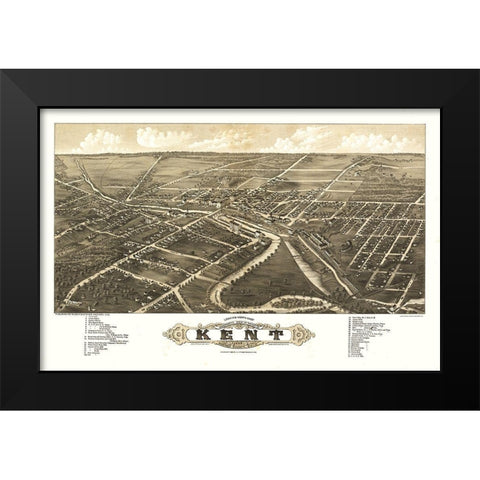 Kent Ohio - Stoner 1882 Black Modern Wood Framed Art Print by Stoner