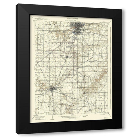 Lima Ohio Quad - USGS 1906 Black Modern Wood Framed Art Print with Double Matting by USGS