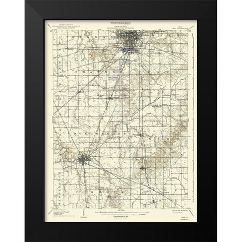 Lima Ohio Quad - USGS 1906 Black Modern Wood Framed Art Print by USGS