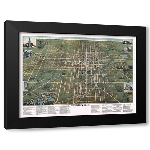 Lima Ohio - Buckingham 1892 Black Modern Wood Framed Art Print by Buckingham