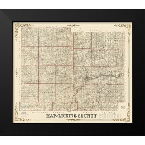 Licking County Ohio - Roell 1854 Black Modern Wood Framed Art Print by Roell