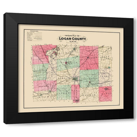 Logan Ohio - Lake 1890 Black Modern Wood Framed Art Print with Double Matting by Lake