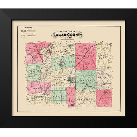 Logan Ohio - Lake 1890 Black Modern Wood Framed Art Print by Lake