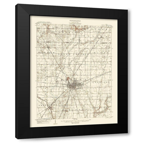 Marion Ohio Quad - USGS 1905 Black Modern Wood Framed Art Print by USGS