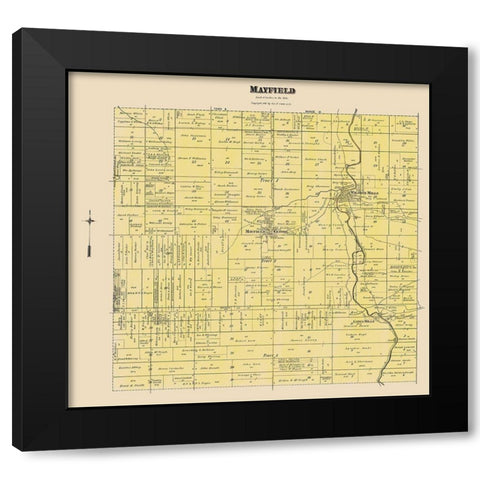 Mayfield Ohio Landowner - Cram 1892 Black Modern Wood Framed Art Print by Cram