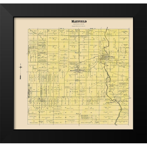 Mayfield Ohio Landowner - Cram 1892 Black Modern Wood Framed Art Print by Cram