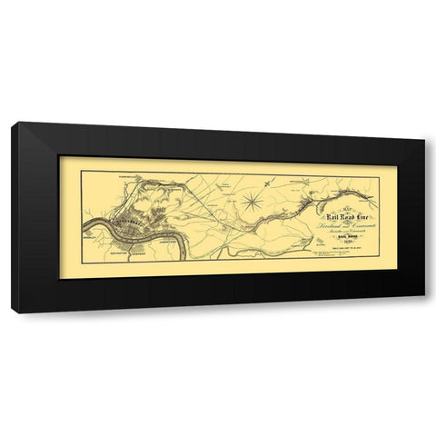 Marietta and Cincinnati Railroad - Jenney 1860 Black Modern Wood Framed Art Print by Jenney