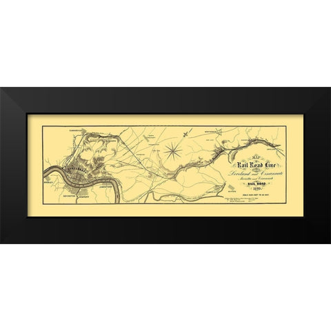 Marietta and Cincinnati Railroad - Jenney 1860 Black Modern Wood Framed Art Print by Jenney