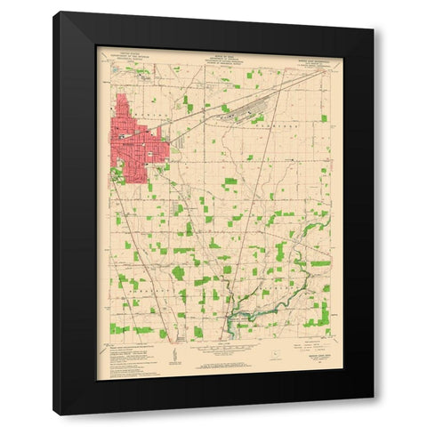 East Marion Ohio Quad - USGS 1961 Black Modern Wood Framed Art Print with Double Matting by USGS