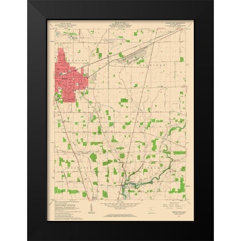 East Marion Ohio Quad - USGS 1961 Black Modern Wood Framed Art Print by USGS