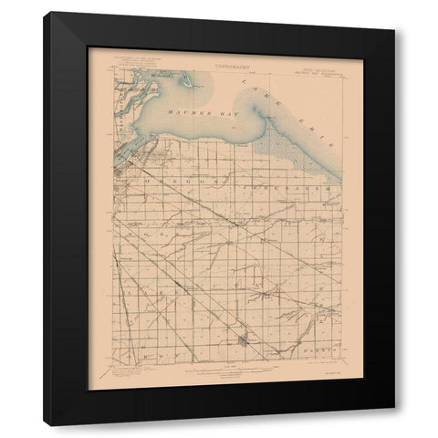 Maumee Bay Ohio Quad - USGS 1900 Black Modern Wood Framed Art Print with Double Matting by USGS