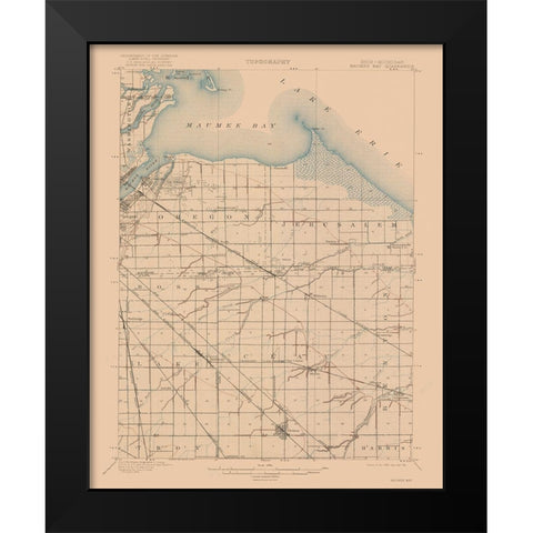 Maumee Bay Ohio Quad - USGS 1900 Black Modern Wood Framed Art Print by USGS