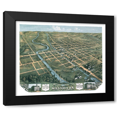 Massillon Ohio - Stoner 1870 Black Modern Wood Framed Art Print with Double Matting by Stoner