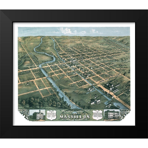 Massillon Ohio - Stoner 1870 Black Modern Wood Framed Art Print by Stoner
