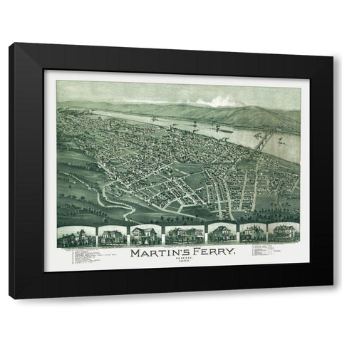 Martins Ferry Ohio - Fowler 1899 Black Modern Wood Framed Art Print with Double Matting by Fowler