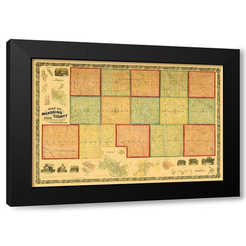 Mahoning County Ohio - Canfield 1860 Black Modern Wood Framed Art Print with Double Matting by Canfield