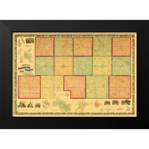 Mahoning County Ohio - Canfield 1860 Black Modern Wood Framed Art Print by Canfield