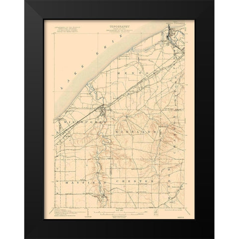 Mentor Ohio Quad - USGS 1907 Black Modern Wood Framed Art Print by USGS
