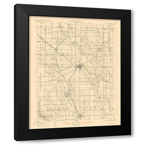 Medina Ohio Quad - USGS 1906 Black Modern Wood Framed Art Print by USGS