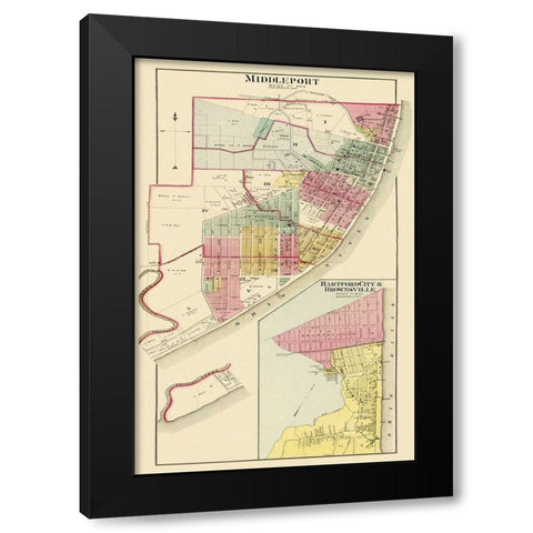 Middleport, Hartford, Brownsville Ohio, W Virginia Black Modern Wood Framed Art Print by Hayes