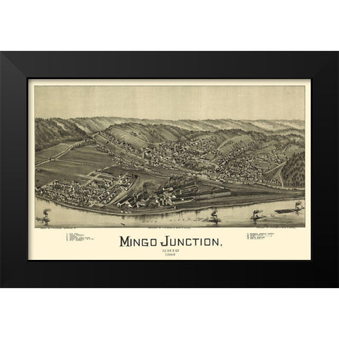Mingo Junction Ohio - Moyer 1899 Black Modern Wood Framed Art Print by Moyer