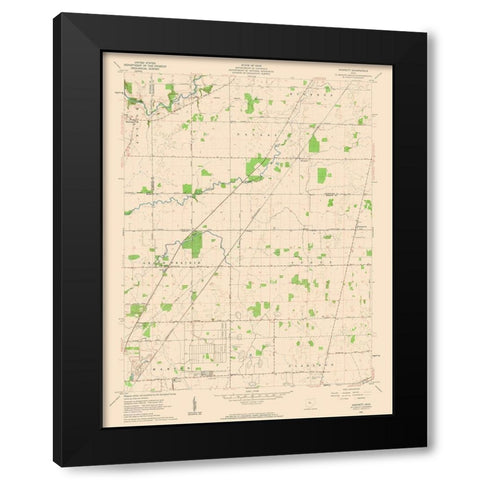Monnett Ohio Quad - USGS 1961 Black Modern Wood Framed Art Print with Double Matting by USGS