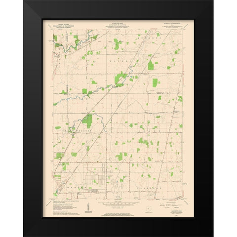 Monnett Ohio Quad - USGS 1961 Black Modern Wood Framed Art Print by USGS