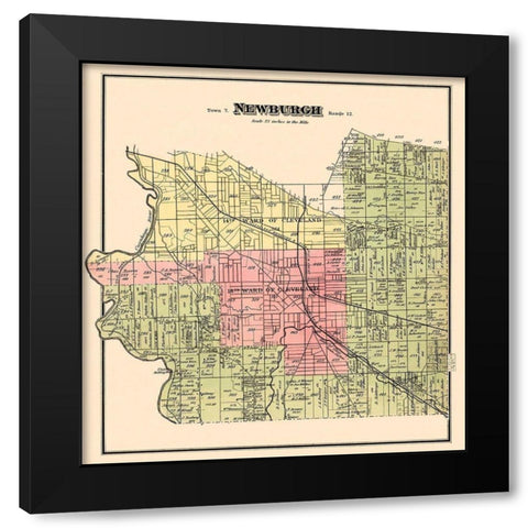 Newburgh Ohio Landowner - Titus 1874 Black Modern Wood Framed Art Print with Double Matting by Titus