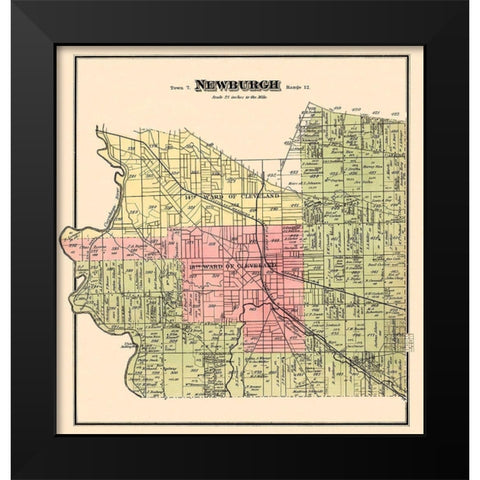 Newburgh Ohio Landowner - Titus 1874 Black Modern Wood Framed Art Print by Titus