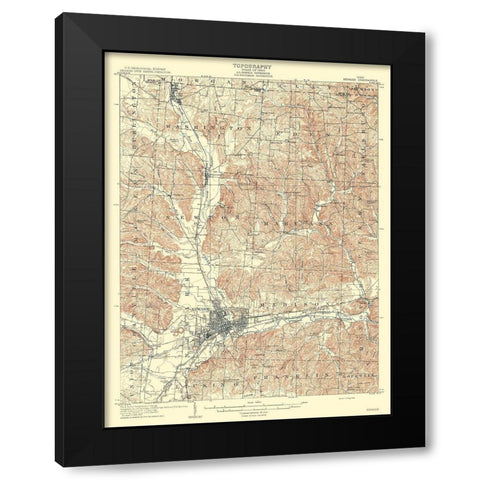 Newark Ohio Quad - USGS 1909 Black Modern Wood Framed Art Print with Double Matting by USGS