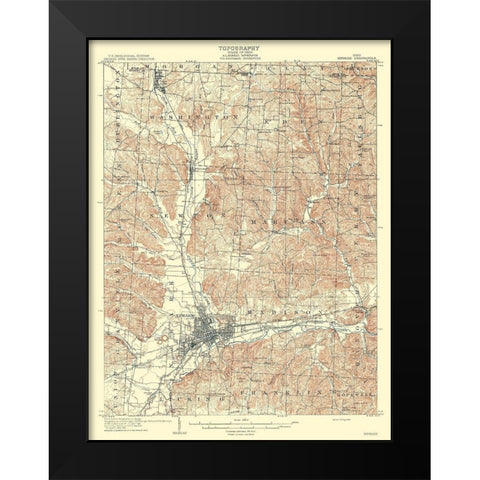 Newark Ohio Quad - USGS 1909 Black Modern Wood Framed Art Print by USGS