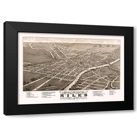 Niles Ohio - Stoner 1882 Black Modern Wood Framed Art Print with Double Matting by Stoner