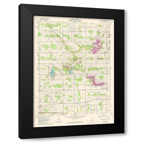 Nettle Lake Ohio Quad - USGS 1961 Black Modern Wood Framed Art Print with Double Matting by USGS