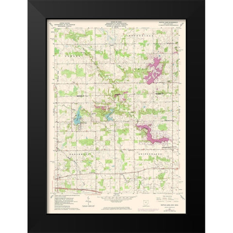 Nettle Lake Ohio Quad - USGS 1961 Black Modern Wood Framed Art Print by USGS
