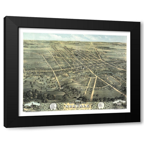 Norwalk Ohio - Stoner 1870 Black Modern Wood Framed Art Print with Double Matting by Stoner