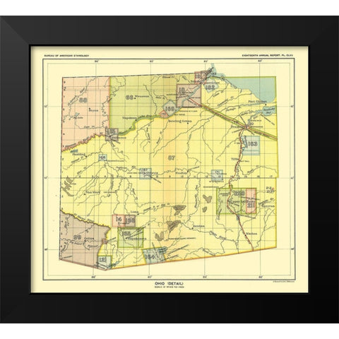 Ohio - Detail - Hoen 1896 Black Modern Wood Framed Art Print by Hoen