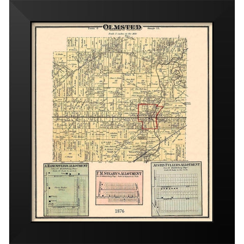 Olmsted Ohio Landowner - Titus 1876 Black Modern Wood Framed Art Print by Titus